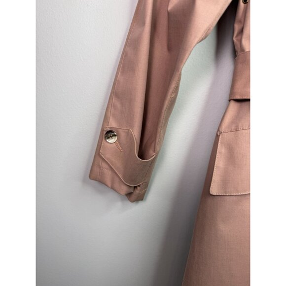 VTG PIOGGIA Count Romi 70s Italian Pink Peach Belt Trench Coat Women 10 - Picture 5 of 14